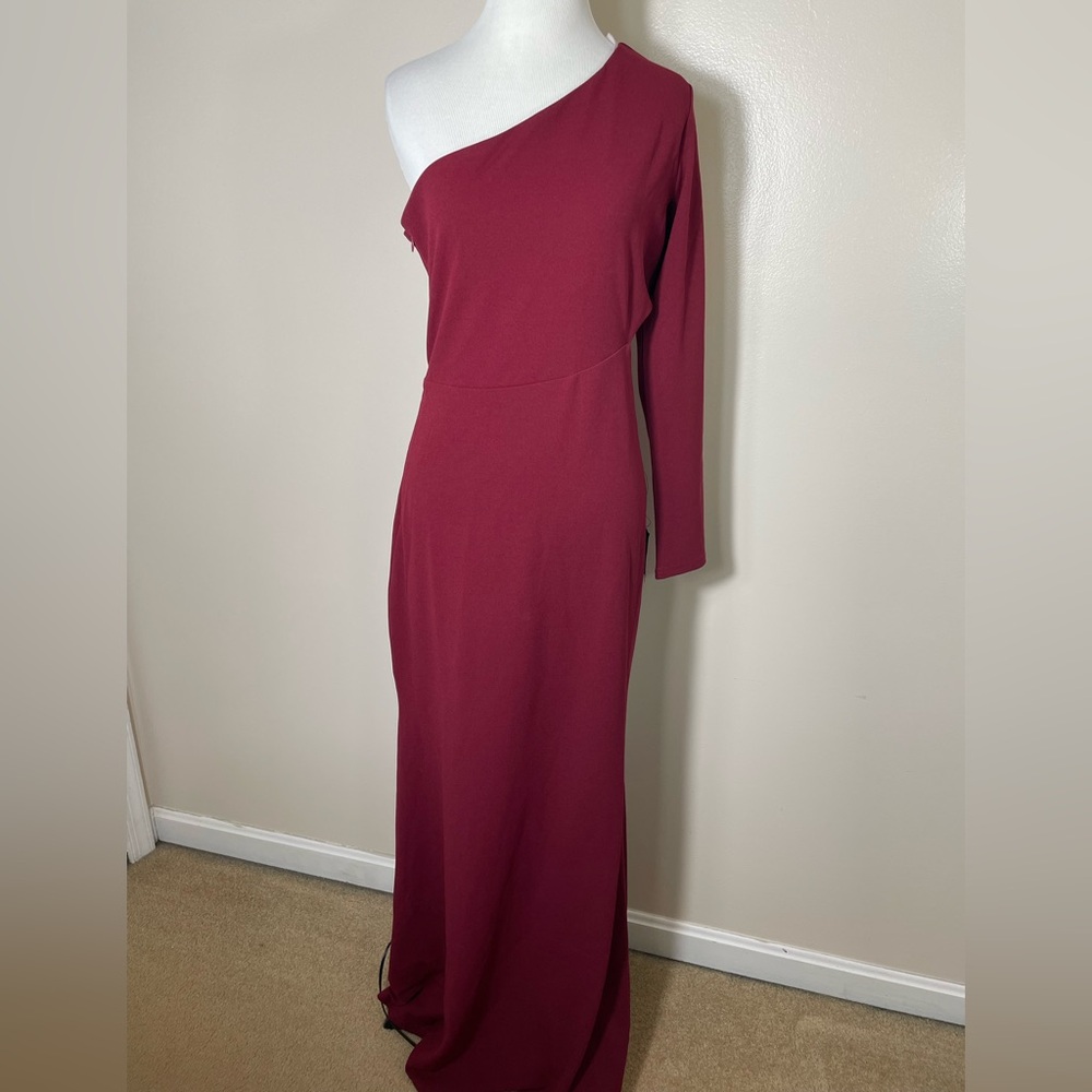 Lulu's One-Shoulder Burgundy Dress